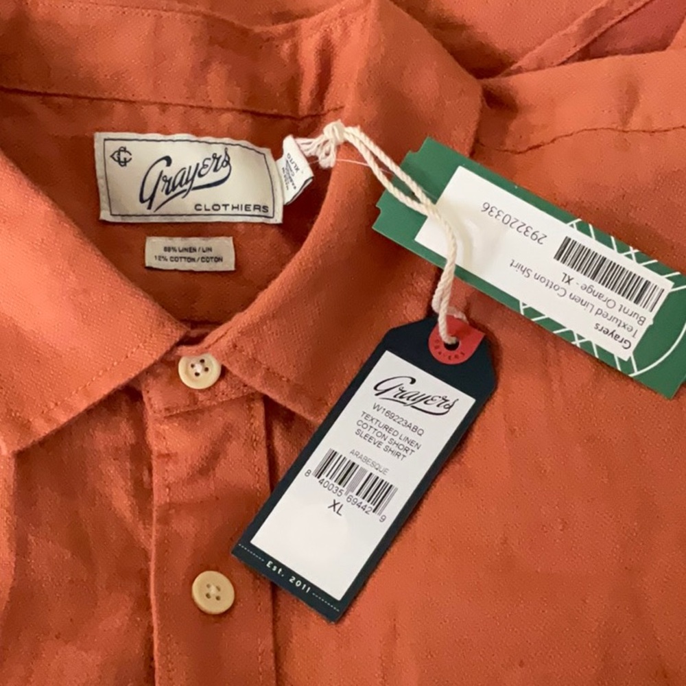 Grayers, Textured Linen Cotton Shirt, NWT - Picture 9 of 11